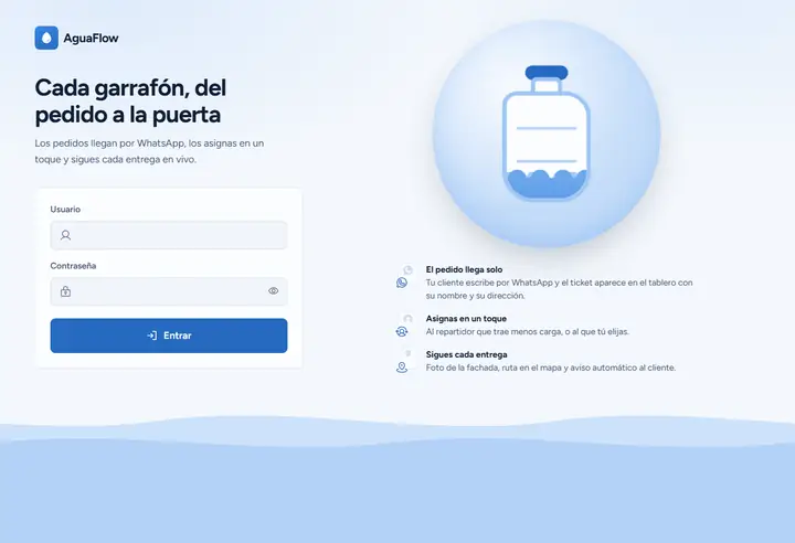 Screenshot of the AguaFlow website